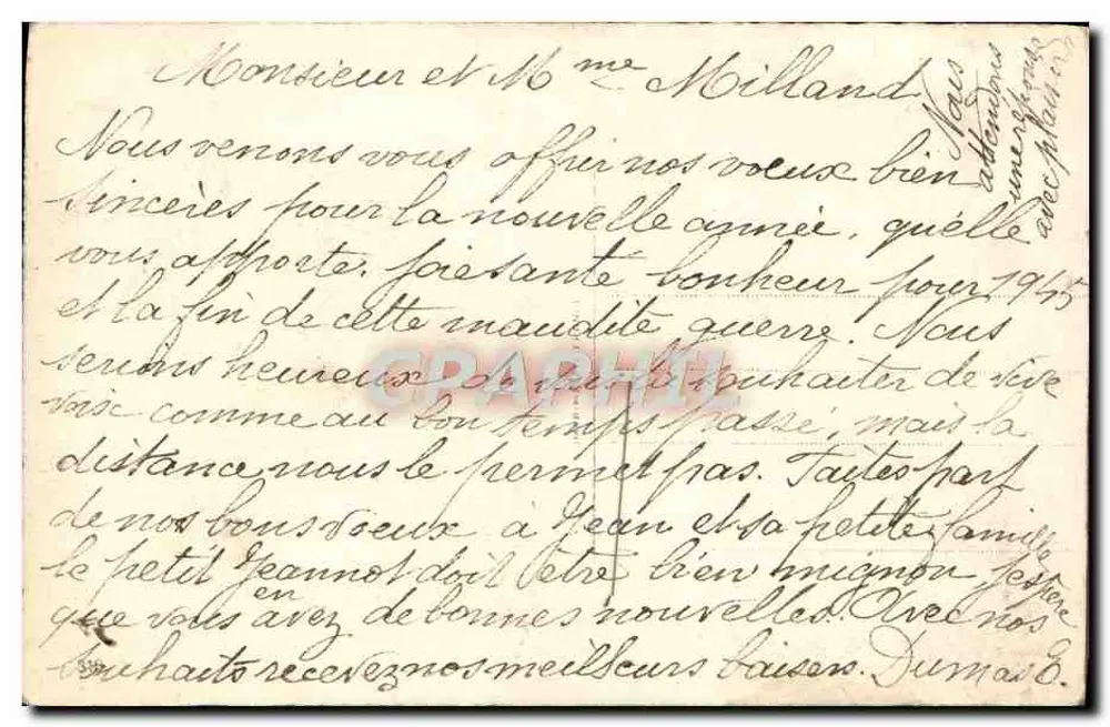 Bouquet de pensées et de pansies — Bonne Année — Carte postale de vœux - Verso