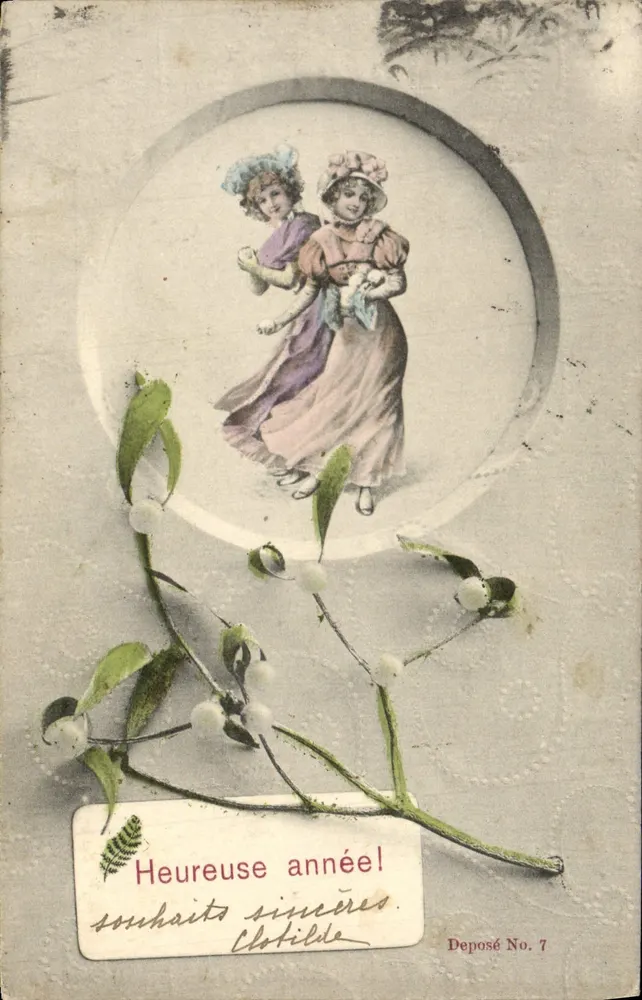 Deux enfants dans un cadre circulaire — Déposé No. 7 — Clotilde - Recto
