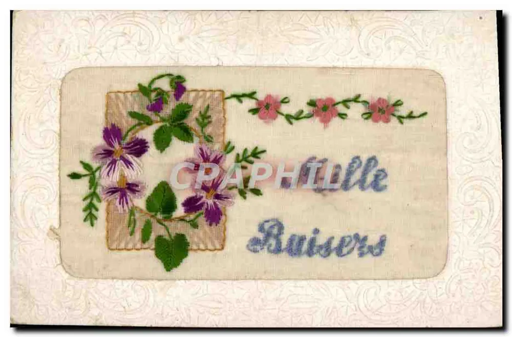 Carta postal decorativa com bordado — 'Crapaille Buisers' — editor Cartolina Postale - Frente