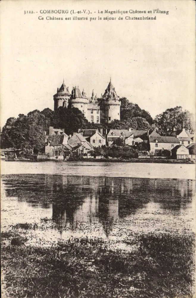 Combourg (I.-et-V.) — O Magnífico Castelo e Lago — editor Laurent-Nélatières, n° 3122 - Frente