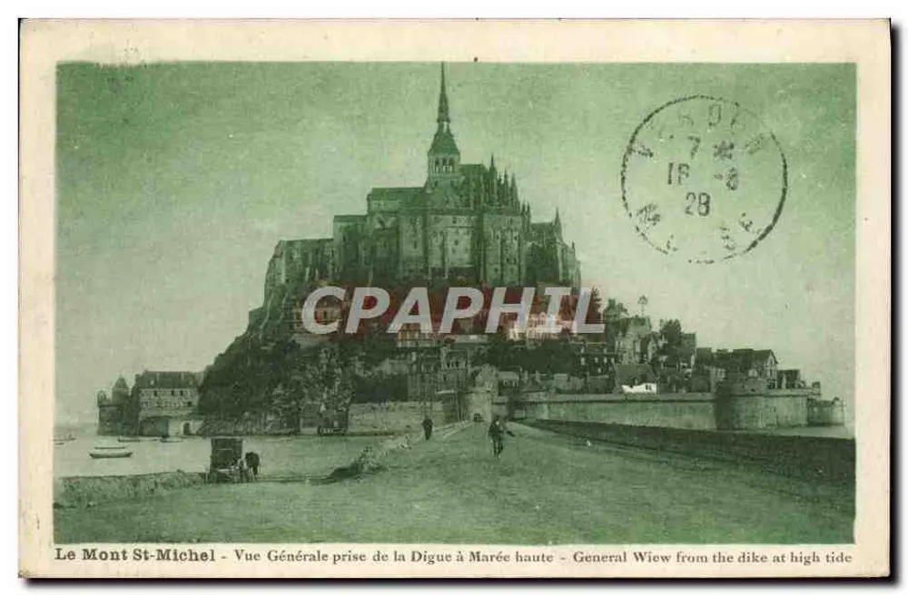Le Mont St-Michel — Vue Générale prise de la Digue à Marée haute — éditeur non visible - Vorderseite