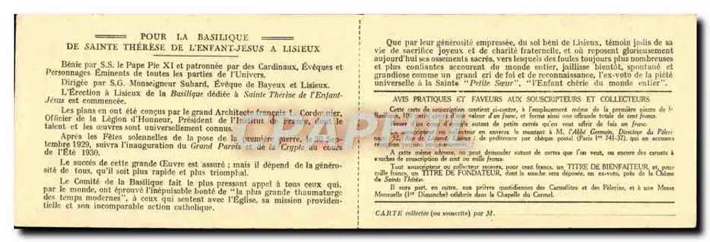 Basilika von Saint Thérèse des Kindes Jesu in Lisieux — L'Éléiographie d'Art, 107 rue des Morillons, Paris - Rückseite