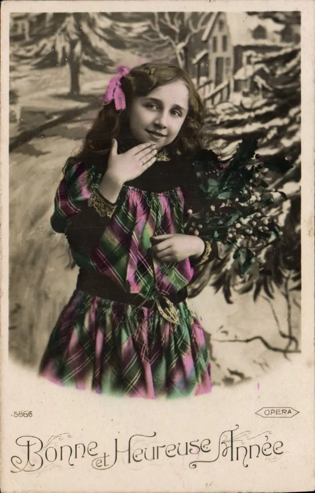 Menina com vestido de quadros — cena invernal — Opera n°5866 - Frente