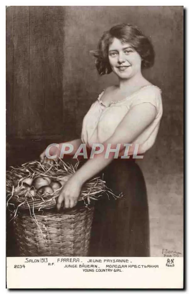 Junge Landarbeiterin — Salon 1913 — F. Parera, Nr. 2034 - Vorderseite