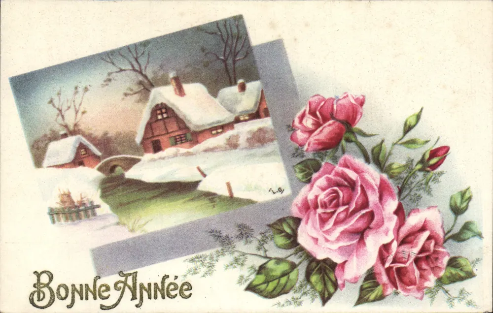 Schneegestraßendorf — Rosen — In Frankreich gedruckt - Vorderseite