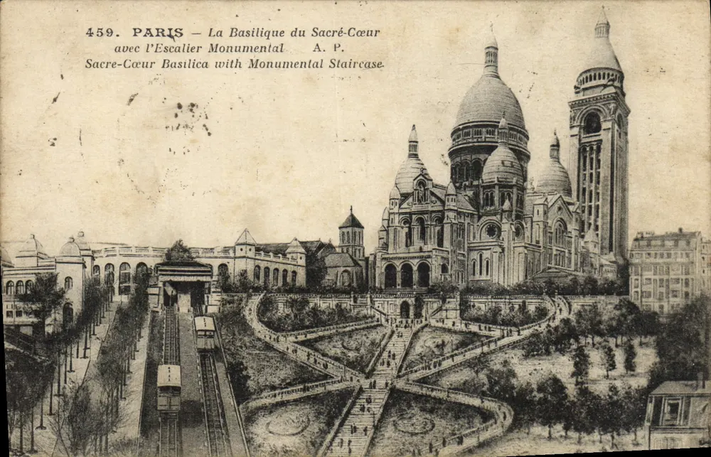 Paris — Die Basilika des Heiligen Herzens mit der monumentalen Treppe — A. P. n°459 - Vorderseite