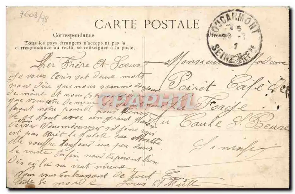 Paris — Avenue du Bois de Boulogne — Arc de Triomphe (éditeur : Paris, n° 7603/98) - Rückseite