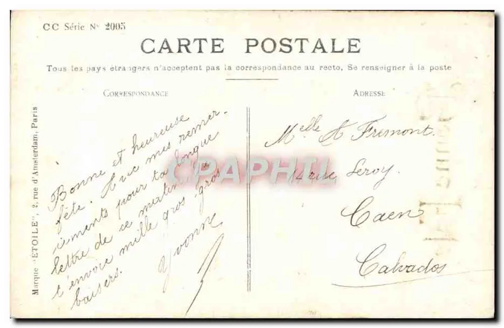 Bom Aniversário — Criança em um cesto de flores — Sazerac Pyol - Verso
