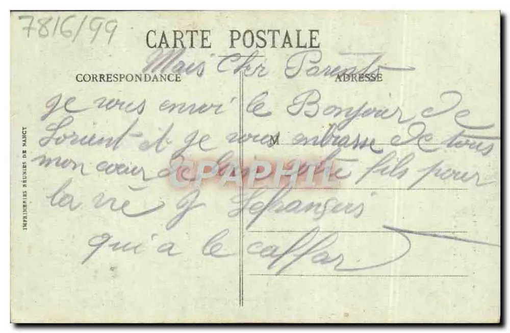 Retrato de um jovem homem em traje tradicional — Botrel — Coleção H. Laurot, Port-Louis - Verso