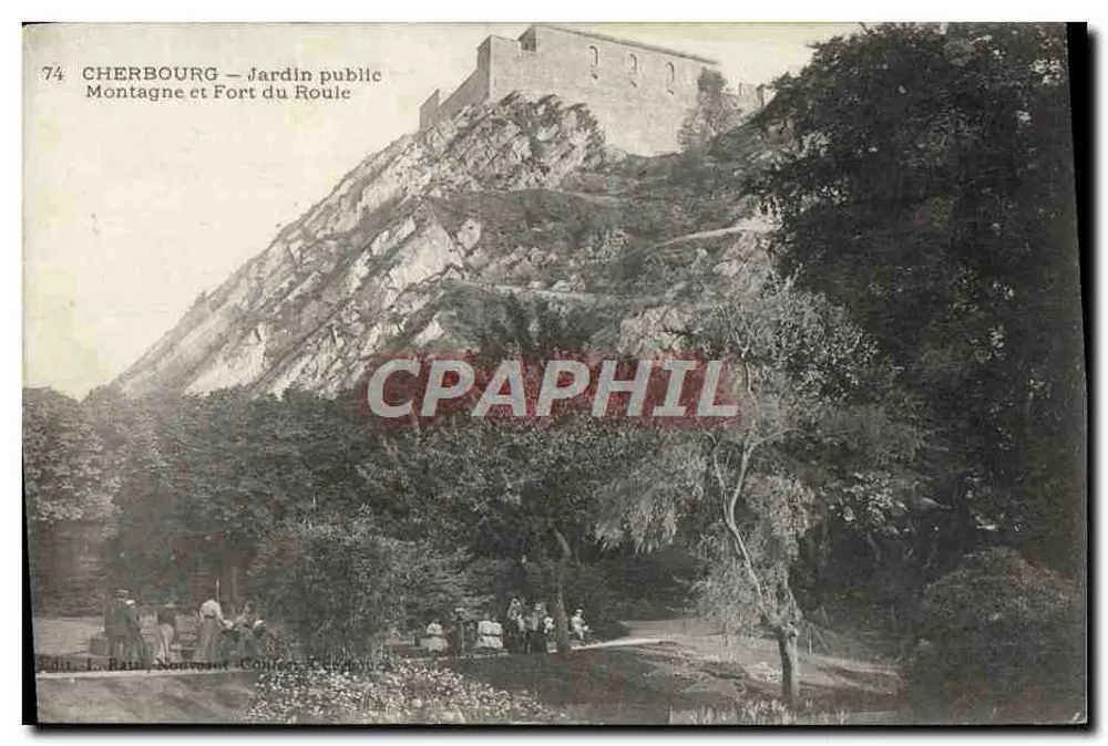 Cherbourg — Öffentlicher Garten, Berg und Fort du Roule — Verlag J. Ratti, Nœux-les-Mines - Vorderseite