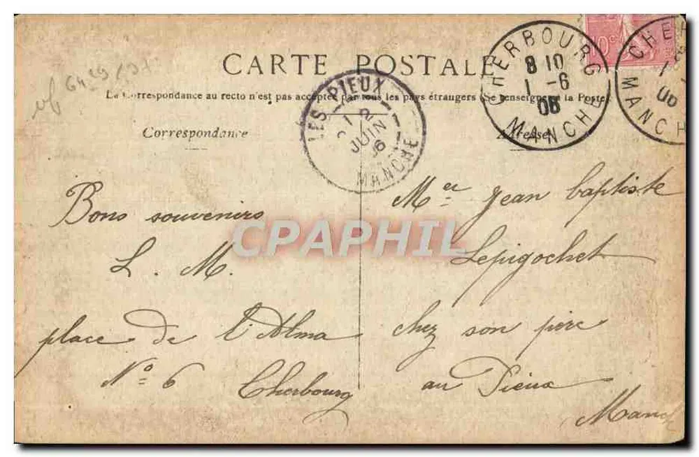 Frau in blauer Robe und Blumenschmuck — 'Von einer Freundin' — M.J.S. - Rückseite