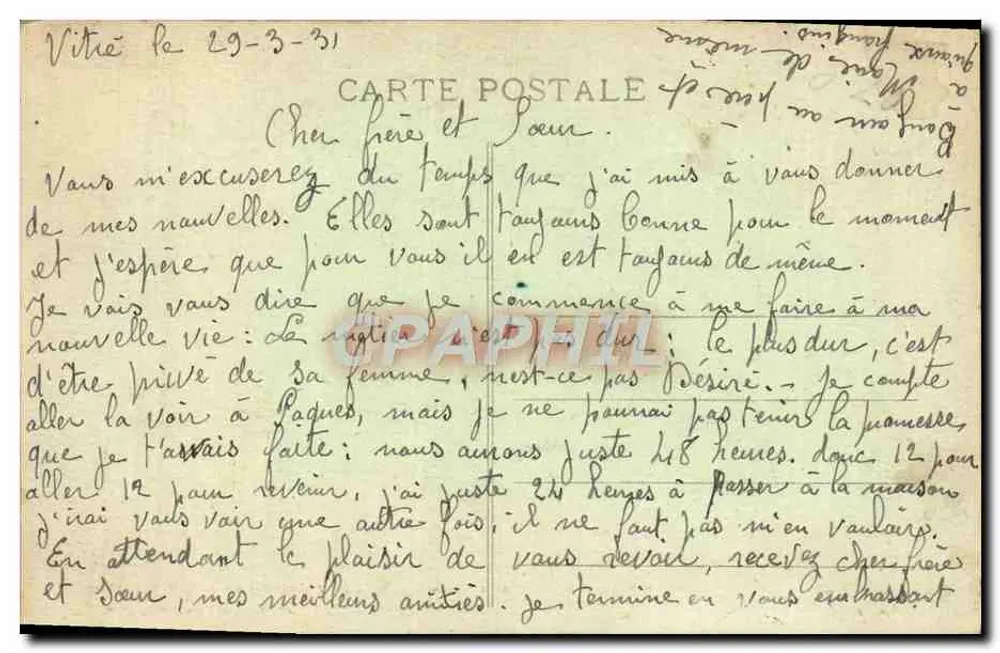 Scena życia bretońskiego — trzech postaci w strojach tradycyjnych — Coll. E. Hamonie, St B. - Rewers