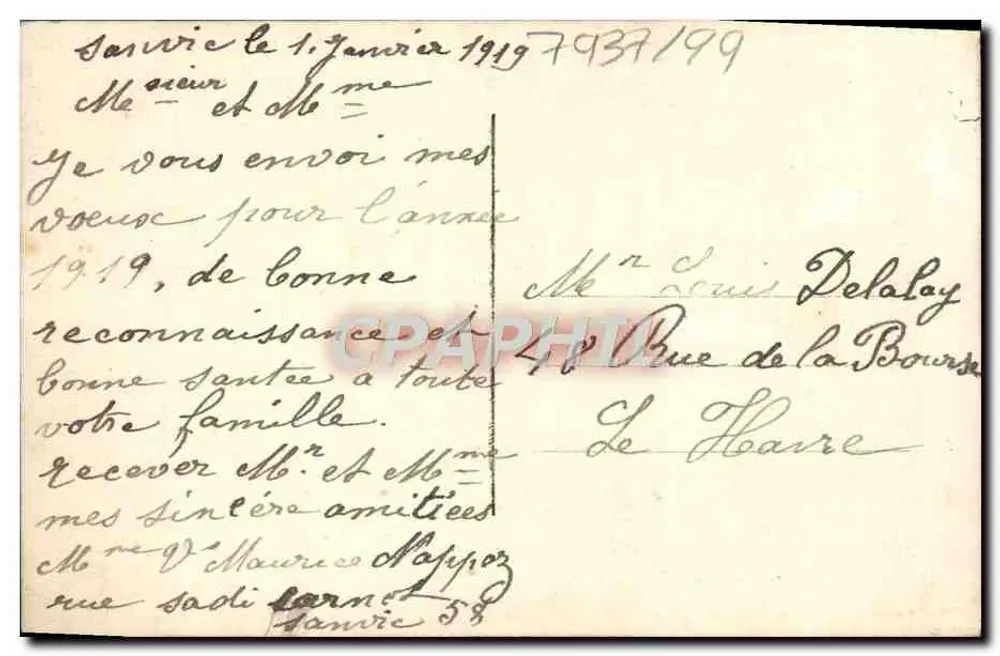 Dois crianças com coroa de flores — Boa Ano — Mil Tendresses - Verso