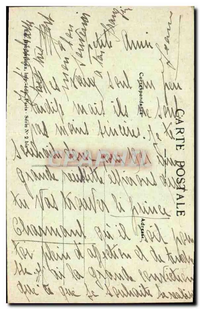 Paar in einem sechseckigen Rahmen — rosa Blumen — Verlag: Impr. Limp-Cédi, Paris, Serie Nr. 2 bis - Rückseite