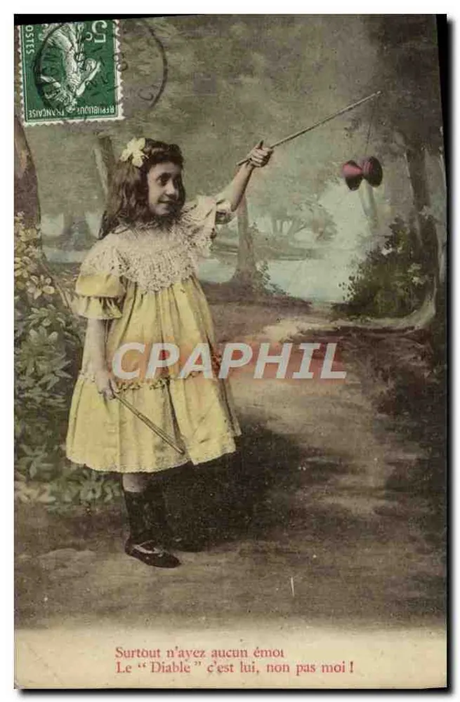 Bambina che gioca con il diavolo — testo umoristico — editore non visibile - Recto