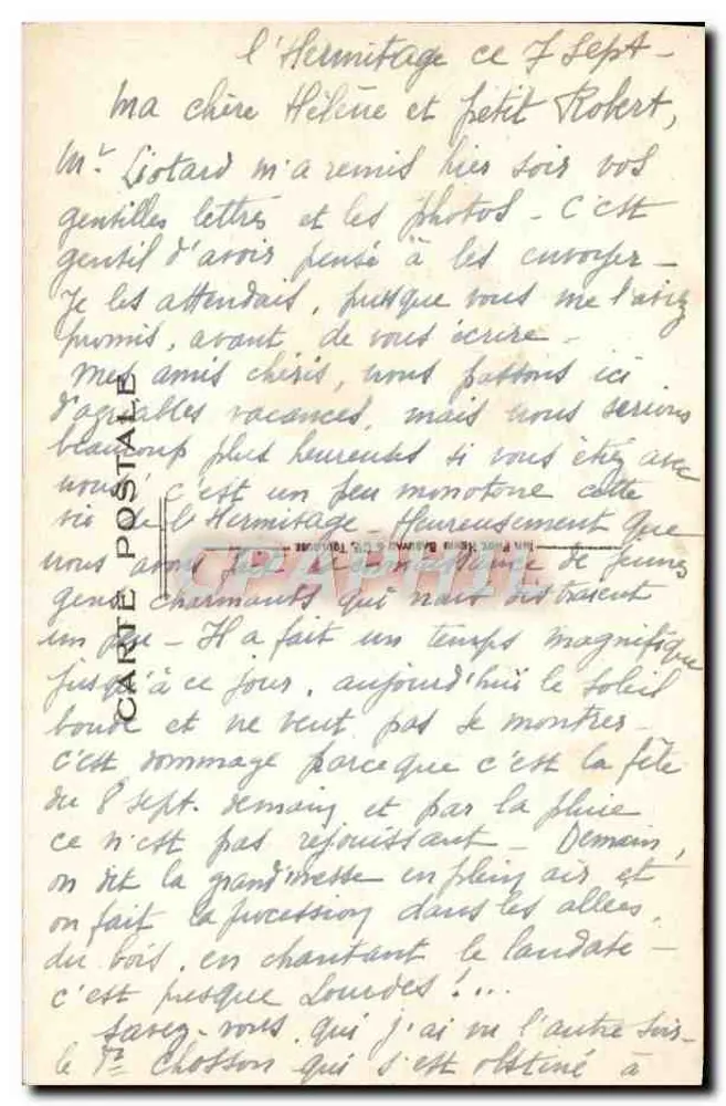 N.-D. de l'Hermitage — A Chegada — Édit. de l'Hermitage, rés. - Verso