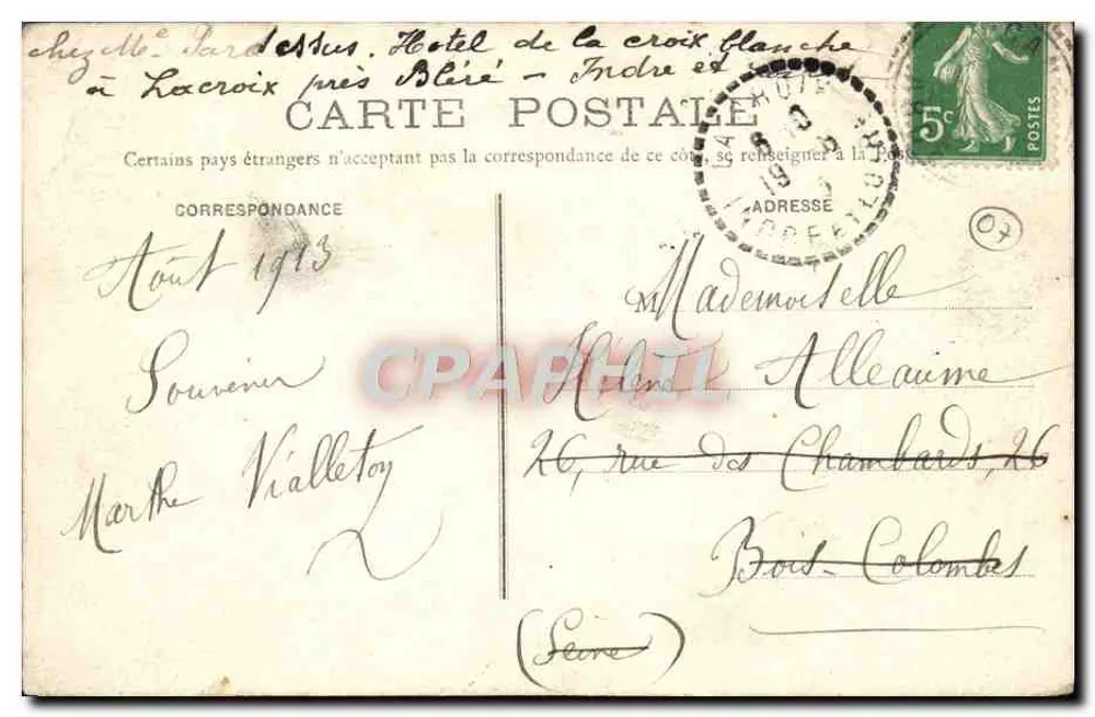 Le Haut-Vivarais — Vallée du Doux — Les Étroits — Mlle Valleton, Verlegerin in Annonay - Rückseite