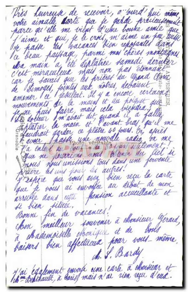 Kapelle von Bimont — Alpenblick — Verleger unbekannt, Seriennummer nicht sichtbar - Rückseite