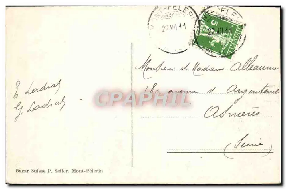 Mont-Pèlerin — Hotel Belvédère und die Dent du Midi — Bazar Suisse P. Seiler - Rückseite