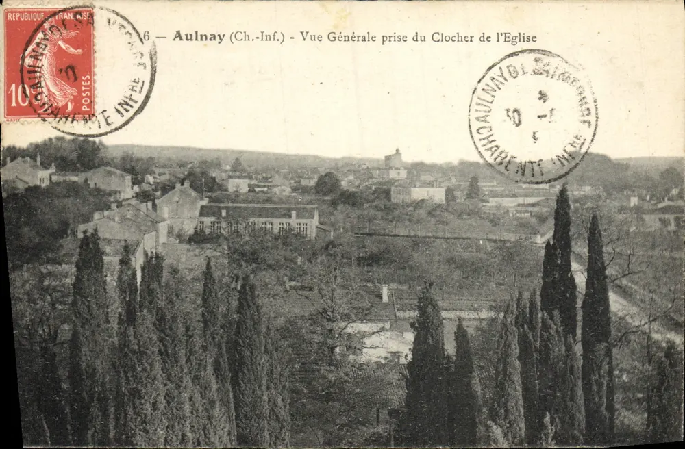 Aulnay (Ch.-Inf.) — Vue Générale prise du Clocher de l'Église — Éditeur inconnu, n°6 - Recto