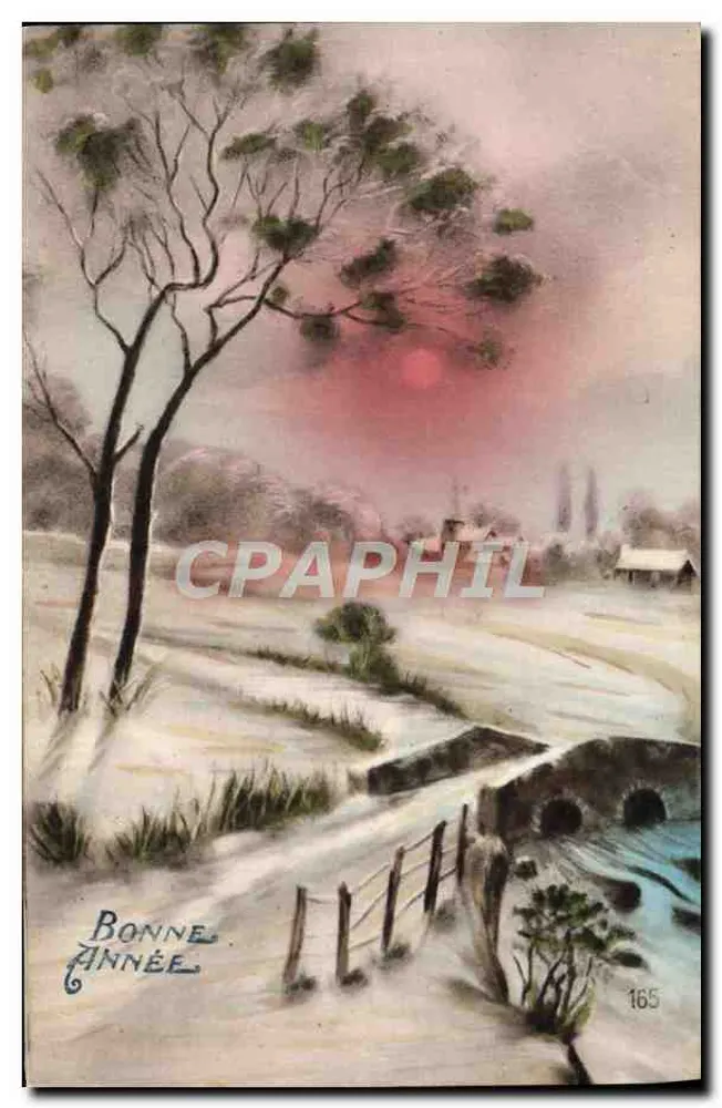 Winterlandschaft mit Brücke — 'Guten Jahresbeginn' — Luxographie Française n°165 - Vorderseite