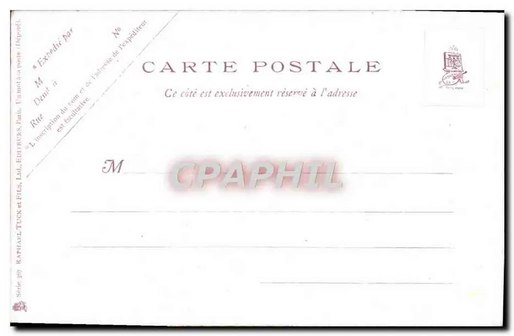 Porto noturno — Vista de barcos sob um céu nublado — Raphael Tuck & Fils, série 397 - Verso