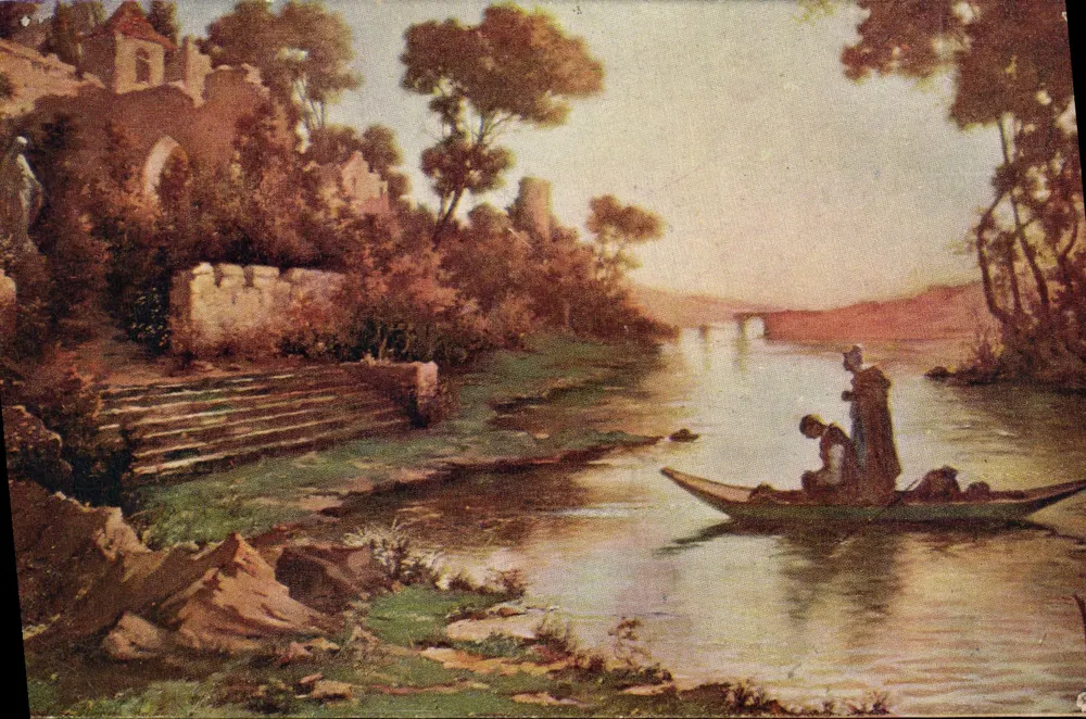 Flusslandschaft — Boot mit zwei Personen — Gesellschaft der französischen Künstler, Paris - Vorderseite