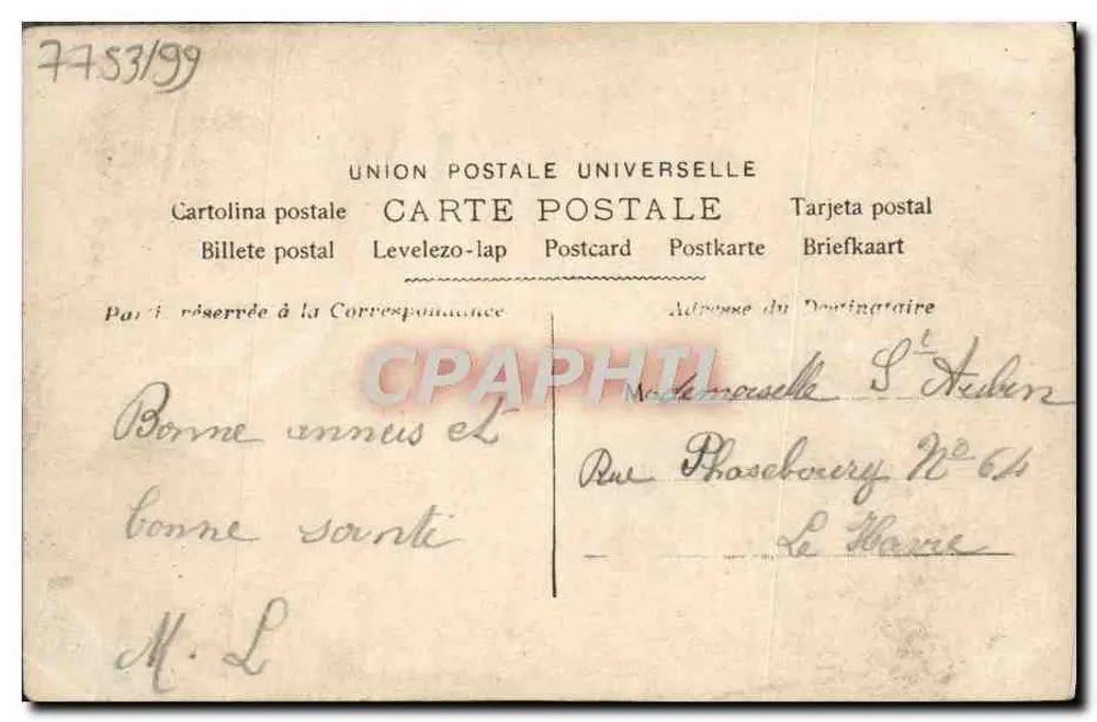 Niño en traje de marinero — Buena Año — Tarjeta postal Tarjeta postal antigua n°113 - Reverso