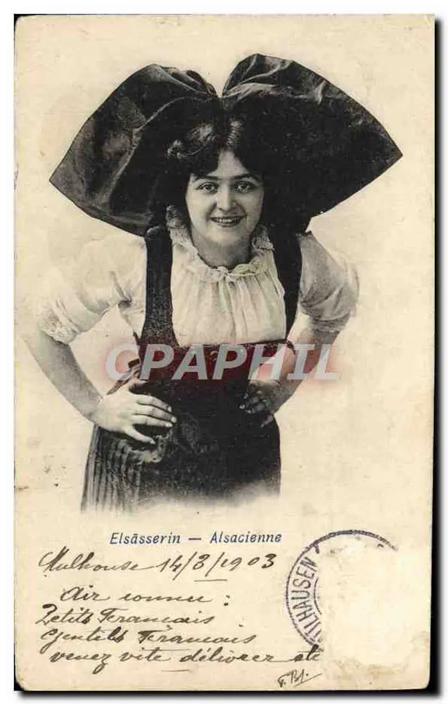 Mulher em traje alsaciano — Elsässerin — Drucksache - Frente