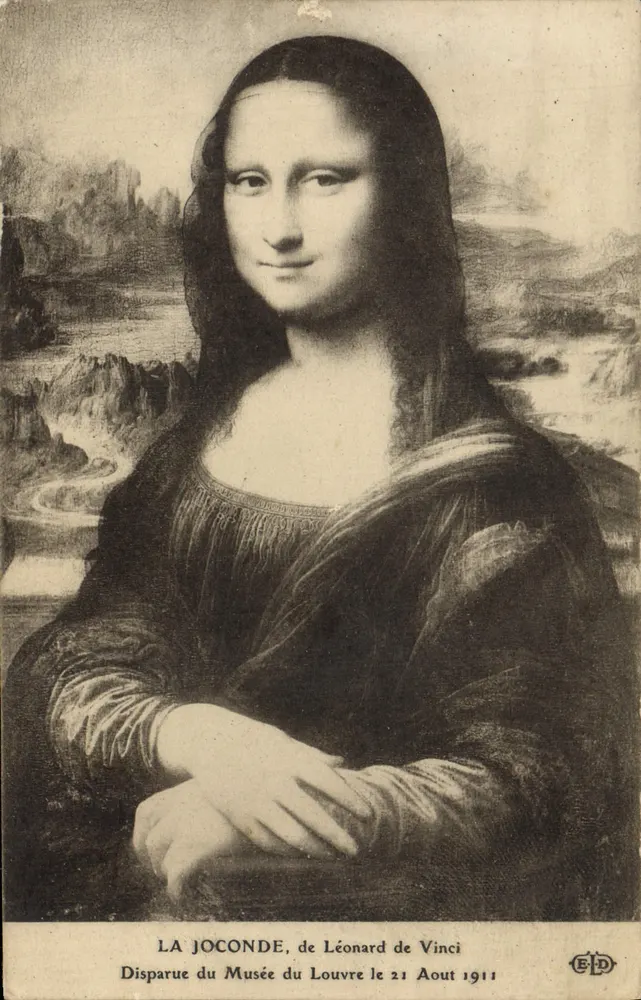 Die Mona Lisa, von Leonardo da Vinci — Entwendet aus dem Louvre-Museum am 21. August 1911 — Ausgabe E.D. - Vorderseite