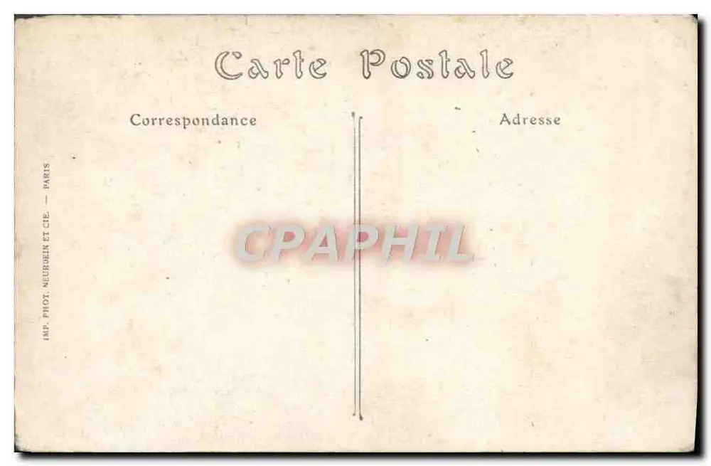 Cena de ruínas com igreja no fundo — IMP. PHOT. NEURGREN ET CIE — PARIS - Verso