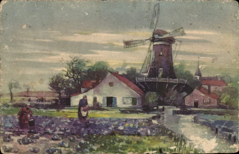 Paysage rural avec moulin à vent — éditeur Meissner & Buchhaupt, n° 410 - Vorderseite