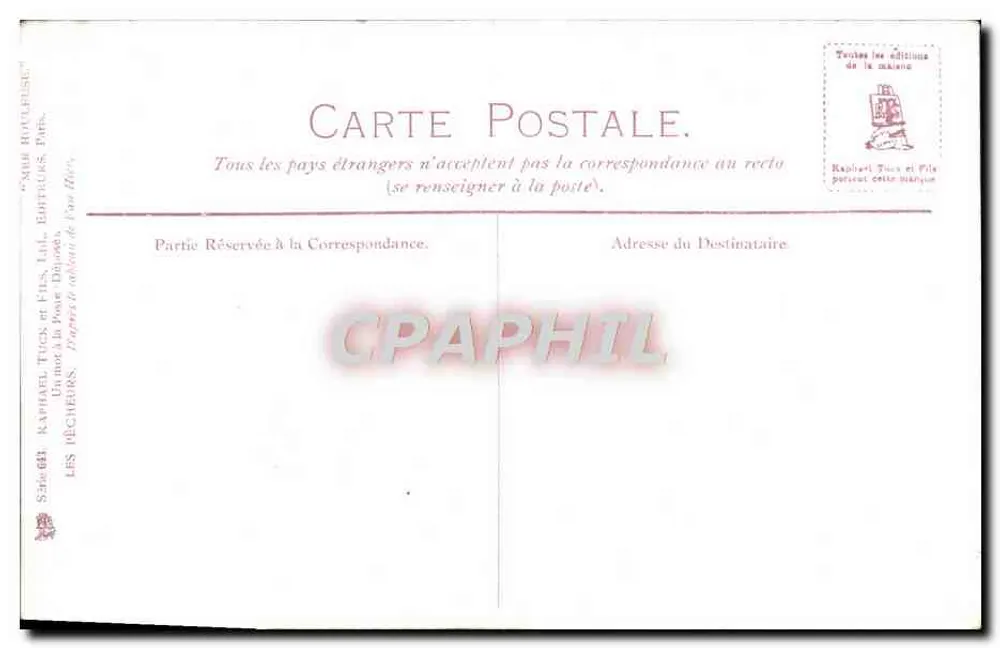 Praia com farol — cena de pescadores — Raphaël Tuck e Fils, Série 683 - Verso