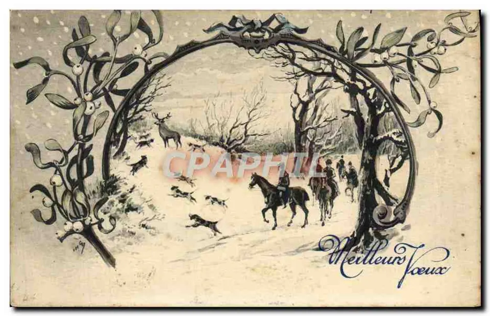Winterjagd — Efeu-Dekoration — Verlag Mearcou, Serie Nr. 25 - Vorderseite