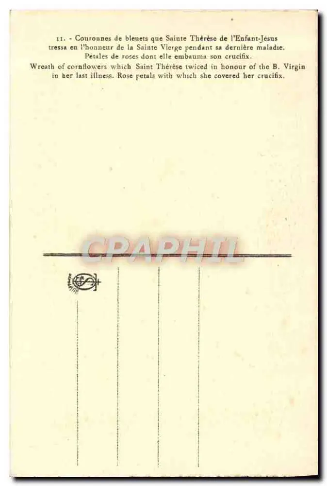 Kronen aus Blenets und Rosenblüten — Sainte Thérèse de l'Enfant-Jésus — Serie 11 - Rückseite