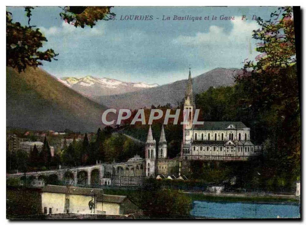 Lourdes - A Basílica e o Gave - P. Da - Frente