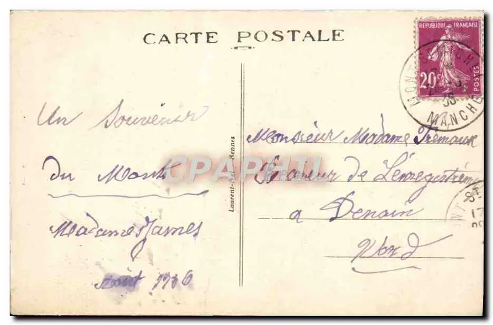 O Mont-Saint-Michel — (Lado Sul) — Efeito de Lua — Loïc — n° 2976 - Verso
