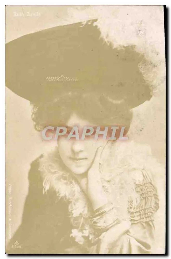 Ruth Savile — Frauenporträt mit Federhut — Foto Ficklmann & Son, Serie E.604 - Vorderseite
