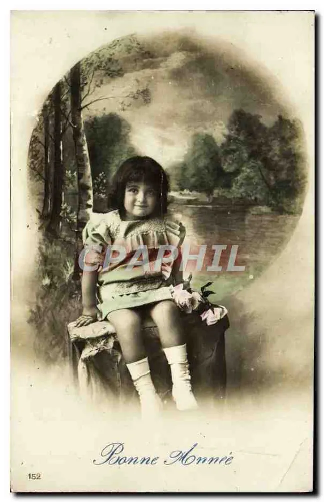 Bonne Monnié — jeune fille assise dans un décor de forêt — éditeur Bonne Monnié, n° 152 - Awers