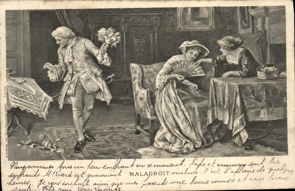 Ein ungeschickter Mann — komische Szene — B. SIRVEN, Verlag Toulouse, Paris, Nr. 5.006 - Vorderseite