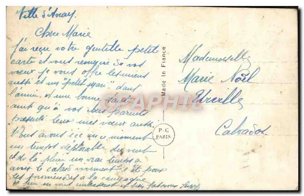 Kleine Mädchen mit Blumenbouquet — Frohe Neujahr — P-C Paris Nr. 1479 - Rückseite