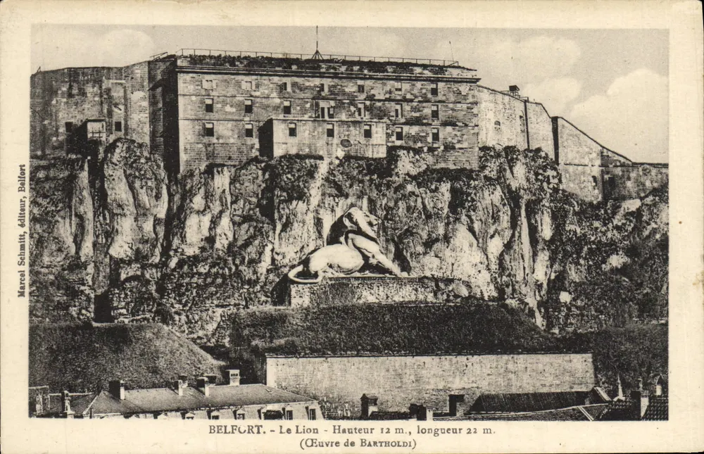 Belfort - O Leão - Obra de Bartholdi - Marcel Schmitt, editor, Belfort - Frente