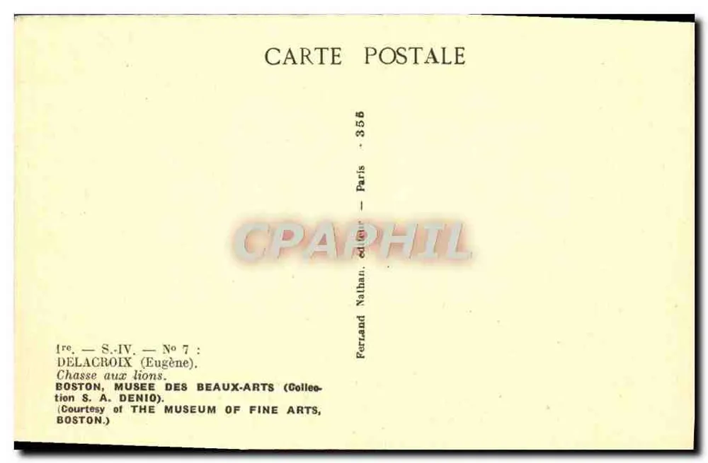 Löwensuche — Eugène Delacroix — Perrand Nathau, Paris, Nr. 355 - Rückseite