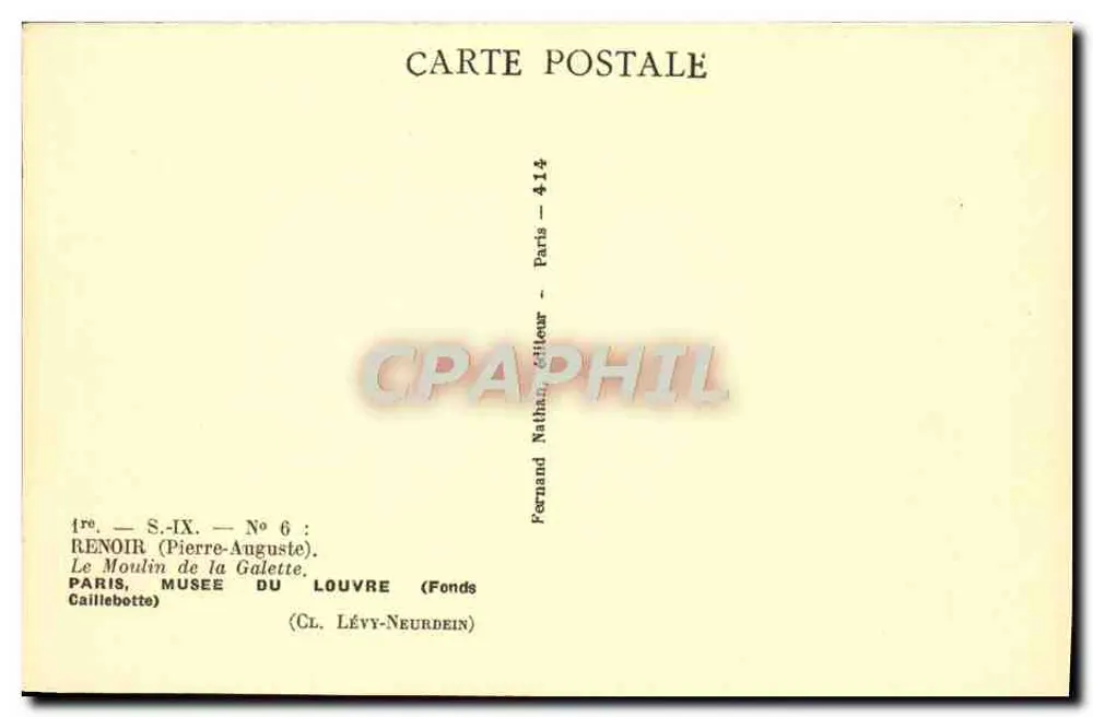 Le Moulin de la Galette — Paris — Verlag Nathan, Nr. 414 - Rückseite