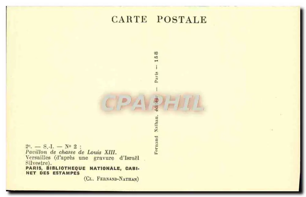 Jagdpavillon von Ludwig XIII. — Versailles — Verlag Fernand Nathan, Nr. 2 - Rückseite