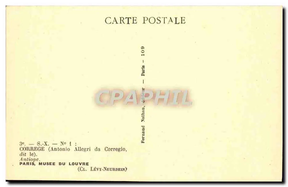 Antiope — Corrège (Antonio Allegri da Corregio) — Editor Nathan, Paris, n° 109 - Verso