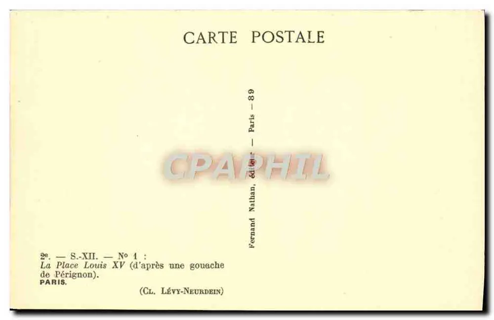 Praça Louis XV — Paris — editada por Fernand Nathan - Verso