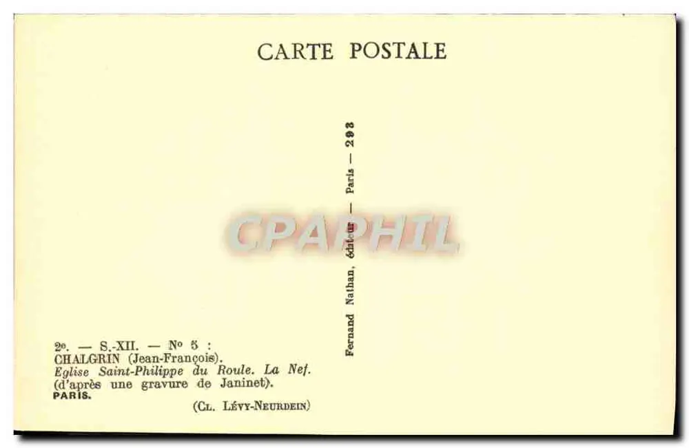 Innenansicht der Kirche Saint-Philippe du Roule — Verlag Fernand Nathan, Paris — Nr. 5 - Rückseite