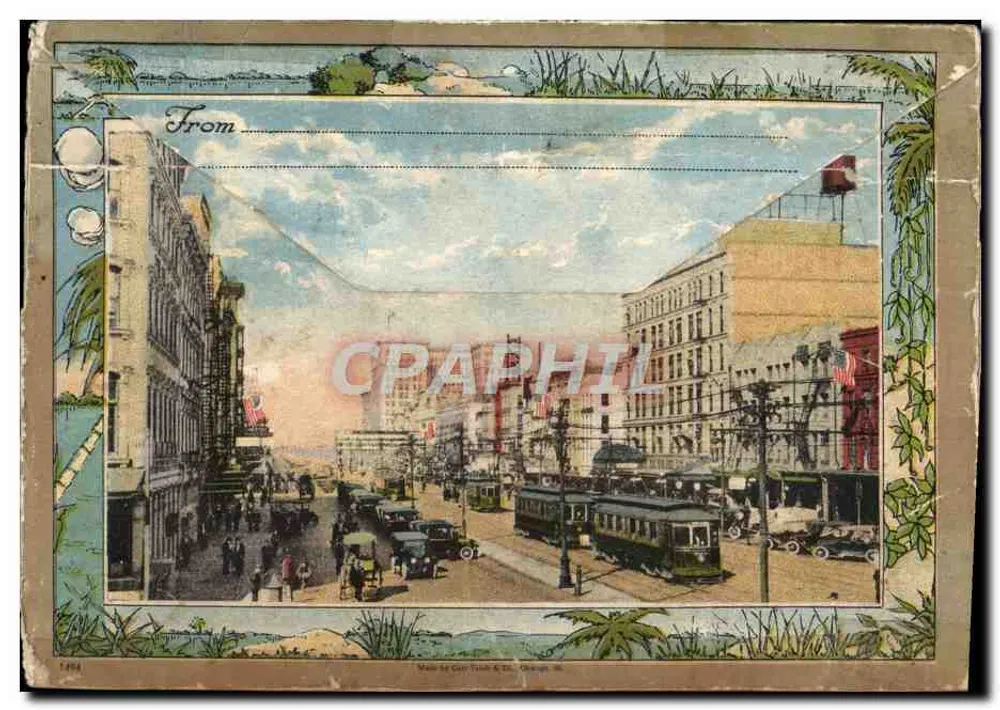 Crescent City — Ein Hof — Souvenir Folder of New Orleans, LA. — Made by Carr, Tisch & Co., Chicago, IL. - Rückseite