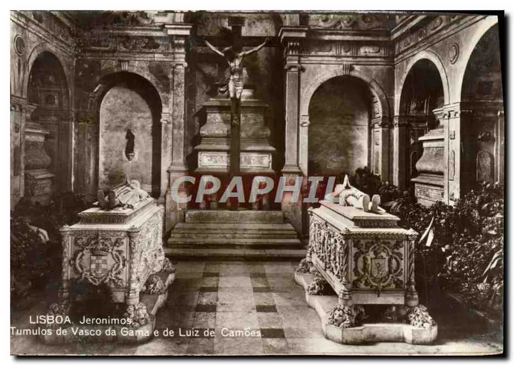 Lissabon. Jerónimos. Grabmäler von Vasco da Gama und Luiz de Camões. - Vorderseite